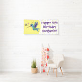 Cute bee hummingbird cartoon illustration spandoek (Insitu)