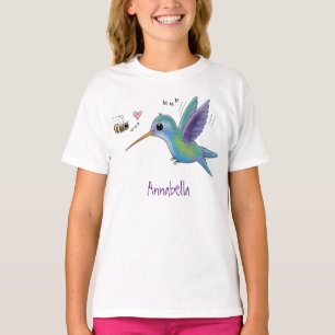 Cute bee hummingbird cartoon illustration t-shirt