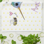 Cute bee hummingbird cartoon illustration theedoek (Gevouwen)
