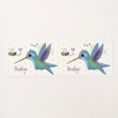Cute bee hummingbird cartoon illustration yogamat (Achterkant (horizontaal))