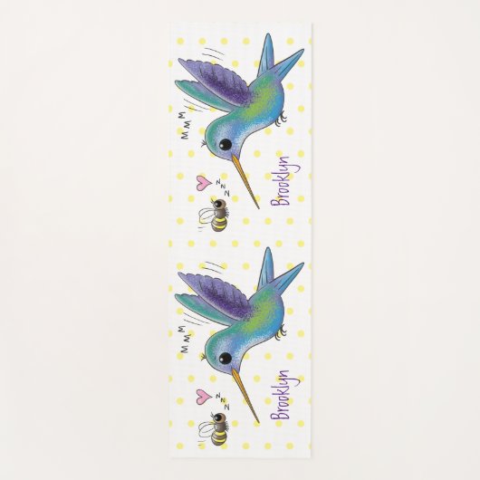 Cute bee hummingbird cartoon illustration yogamat (Voorkant)
