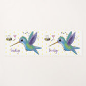 Cute bee hummingbird cartoon illustration yogamat (Voorkant (horizontaal))