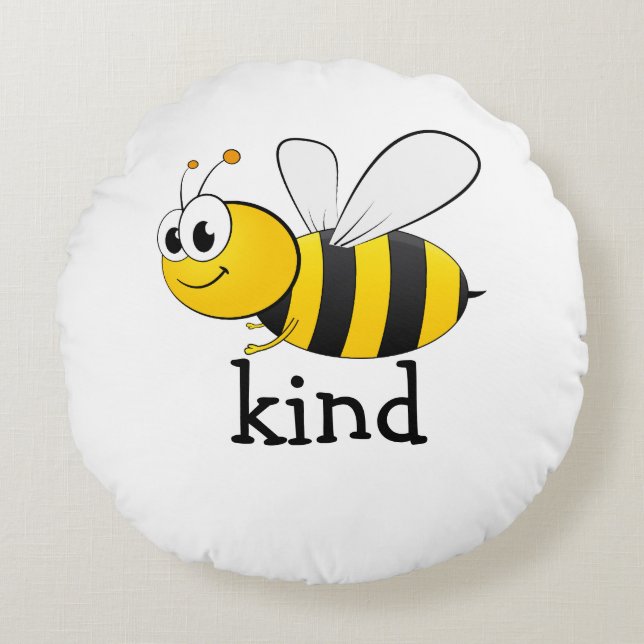 Cute Bee Kind Rond Kussen (Voorkant)