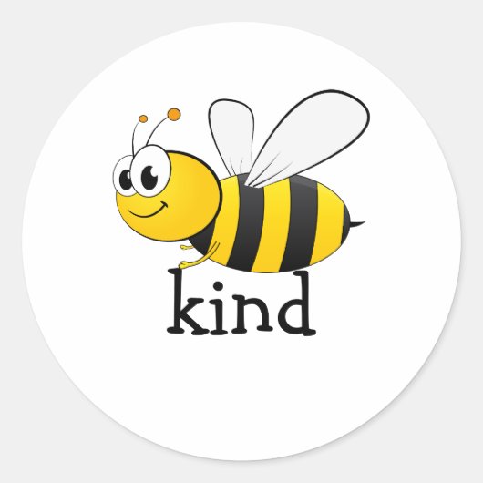 Cute Bee Kind  Ronde Sticker (Voorkant)