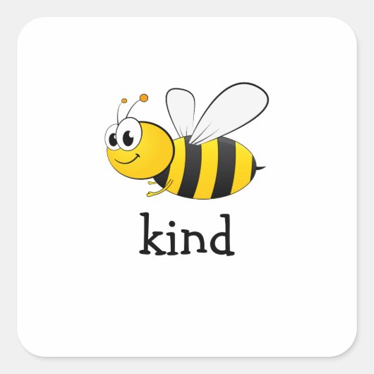 Cute Bee Kind Vierkante Sticker (Voorkant)