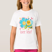 Cute Bee Leaf l Pun Crayon little sister's gift T-shirt (Voorkant)