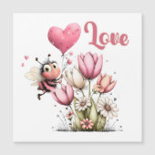 Cute Bee Love Heart Balloon Spring Flowers Magnet (Devant)