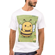 Cute Bee Mascotte T-shirt – Wilde Bloemenwei Natuu