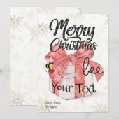 Cute bee Merry kerst - Aangepast Feestdagenkaart (Voorkant / Achterkant)