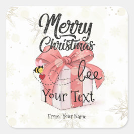 Cute bee Merry kerst - Aangepast Vierkante Sticker