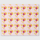 Cute Bee met roze Valentijn Hearts Pattern Cadeaupapier (Vlak)