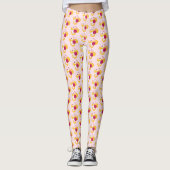 Cute Bee met roze Valentijn Hearts Pattern Leggings (Voorkant)
