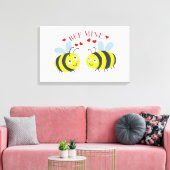 Cute Bee Mine Love Valentijnsdag Gift Idee Canvas Afdruk (Insitu (Woonkamer))