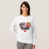Cute Bee Mine Teddy Bear Valentine's Day T-shirt (Voorkant volledig)
