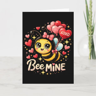 Cute Bee Mine Valentijnsontwerp Met Harten En Llo Kaart