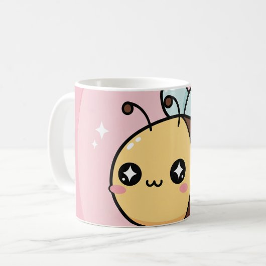 Cute Bee Mug – Kawaii Bumblebee Coffee Cup (Devant gauche)