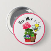Cute bee Nice Flowers and Bumble Bee Button Pin (Voorkant /achterkant)