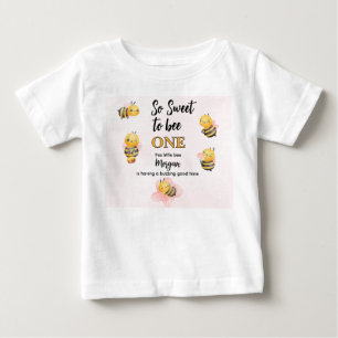 Cute Bee One Roze Zwarte Eerste Verjaardagsfeestje
