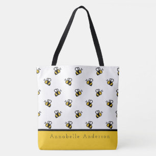 Cute Bee Pattern Personaliseren Draagtas