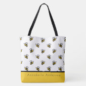 Cute Bee Pattern Personaliseren Draagtas (Achterkant)