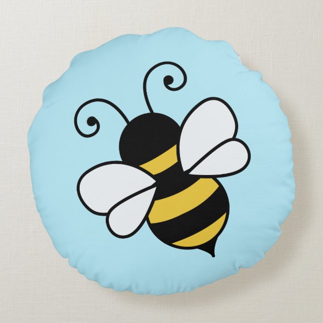 Cute bee rond kussen (Achterkant)