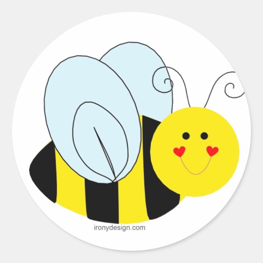 Cute Bee Ronde Sticker (Voorkant)
