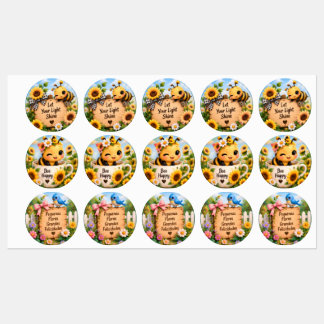 Cute Bee & Sunflower Inspirerende Sticker Set