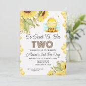 Cute Bee Sunflowers 2e Invitation anniversaire (Debout devant)
