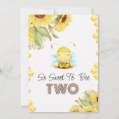 Cute Bee Sunflowers 2e Invitation anniversaire (Dos)