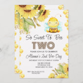 Cute Bee Sunflowers 2e Invitation anniversaire (Devant / Derrière)
