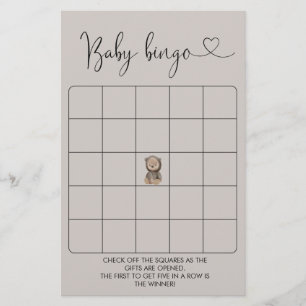 Cute Beer Baby shower Bingo Game