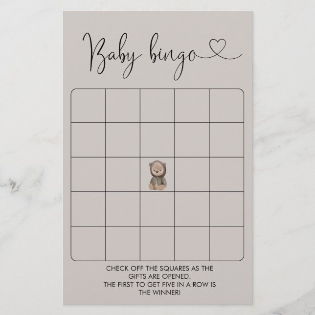 Cute Beer Baby shower Bingo Game (Voorkant)