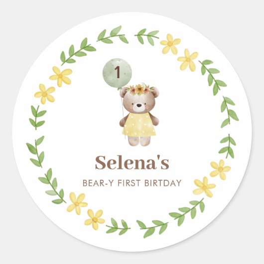 Cute Beer Birthday Ronde Sticker (Voorkant)