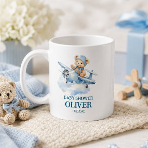 Cute Beer Blauwe Vliegtuig Tijd Vliegt Eerste 1e V Koffiemok