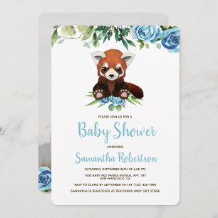 Cute Beer Blue Flowers Greenery Baby shower Foto Kaart