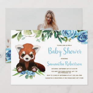 Cute Beer Blue Greenery Boy Baby shower Foto Kaart