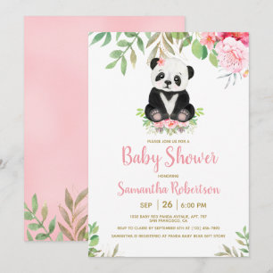 Cute Beer Blush Pink Floral Girl Baby shower Kaart