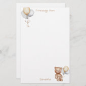 Cute Beer en ballonnen Gold Silver Custom Briefpapier (Voorkant / Achterkant)