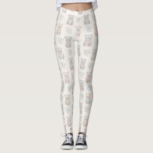 Cute Beer en Harten -- Pastelkleurige Kinderkamer Leggings