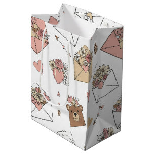 Cute Beer en Harten -- Pastelkleurige Kinderkamer Medium Cadeauzakje