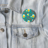 Cute beer en Sause Octoberfest Pattern Ronde Button 5,7 Cm (In situ)