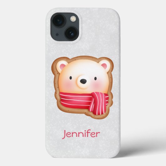 Cute Beer Face Red Scarf en Rosy Cheeks Kerstmis Case-Mate iPhone Case (Achterkant)