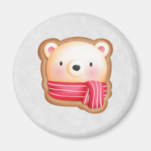 Cute Beer Face Red Scarf en Rosy Cheeks Kerstmis Magneet