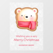 Cute Beer Face Red Scarf en Rosy Cheeks Kerstmis Raamsticker (Vel)