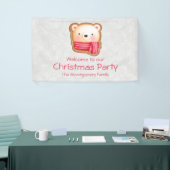 Cute Beer Face Red Scarf en Rosy Cheeks Kerstmis Spandoek (Beurs)
