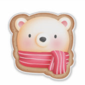 Cute Beer Face Red Scarf en Rosy Cheeks Kerstmis Sticker (Voorkant)