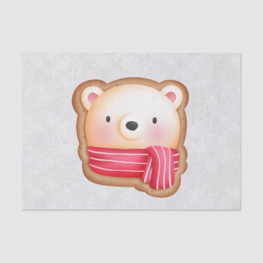 Cute Beer Face Red Scarf en Rosy Cheeks Kerstmis Tissuepapier (Voorkant)