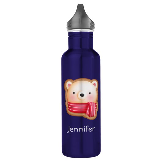 Cute Beer Face Red Scarf en Rosy Cheeks Kerstmis Waterfles (Links)