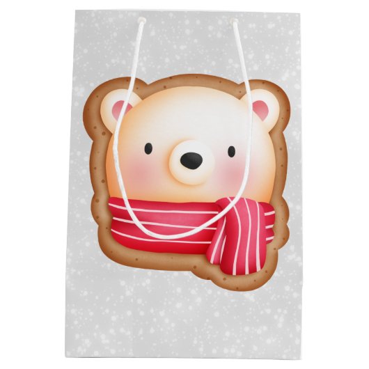 Cute Beer Face Red Scarf & Rosy Cheeks Medium Cadeauzakje (Achterkant)