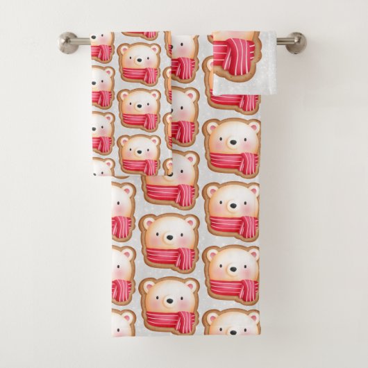 Cute Beer Face Red Scarf & Rosy Cheeks Pattern Bad Handdoek (Insitu)